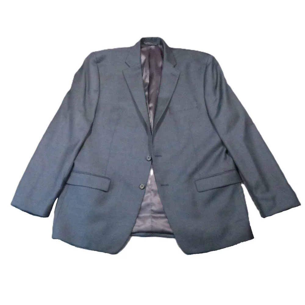 Lauren Ralph Lauren Suit Jacket 46R Gray Wool Blazer 2-Button Corporate Preppy